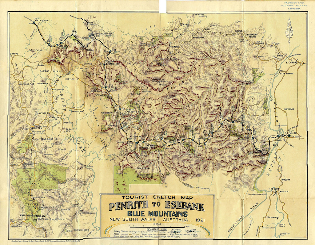 Tourist sketch map, Penrith to Eskbank, Blue Mountains NSW 1921 | by Blue Mountains Local Studies